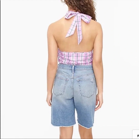 ✨NWT J. Crew Pink Violet Pastel Plaid Tie Neck Halter Top Size Small - Picture 7 of 10